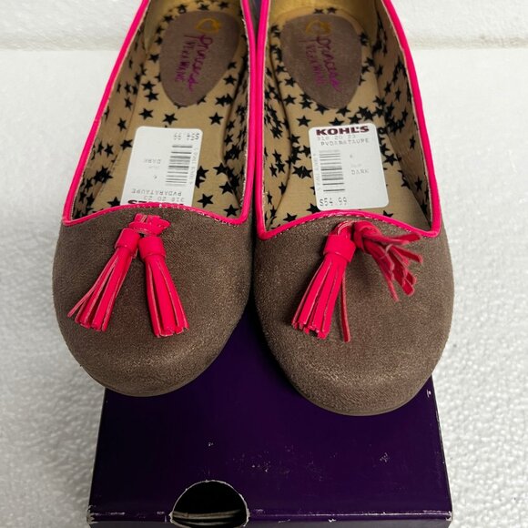 PRINCESS VERA WANG Sz 6 Dara Taupe & Pink‎ Ballet Flats Womens Slip On Shoes S02 - Picture 2 of 7